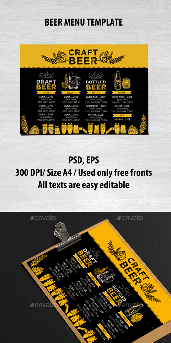 Beer Menu Template by GraphicRiver